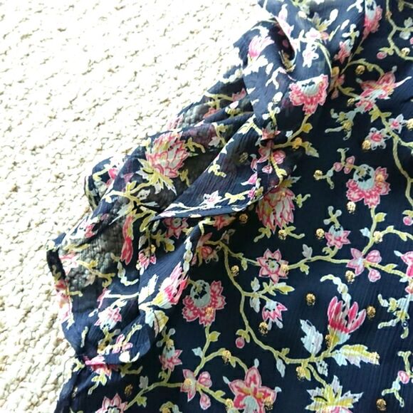 Loft navy flounce dress size M - Picture 7 of 12